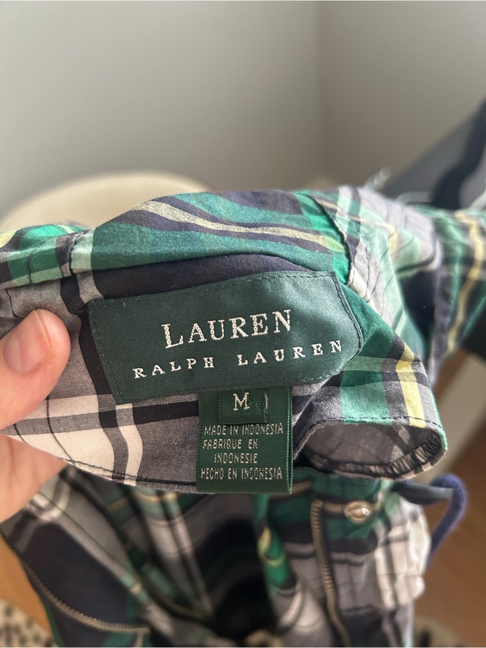 Lauren Ralph Lauren Green Plaid Hooded Raincoat Jacket - Picture 7 of 7